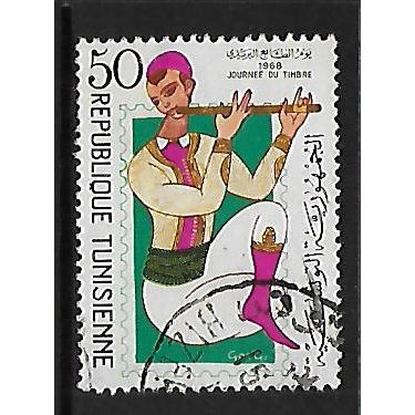 TUNISIA 1968 STAMP DAY 50M FLAUTIST SG677 FINE USED