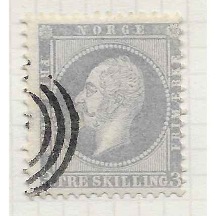 NORWAY 1856 OSCAR 1 CLASSIC TRE SKILLING 3Sk PURPLE-GREY PALER NUMERAL TARGET