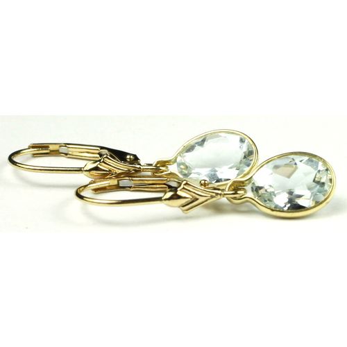 Aquamarine, 14KY Gold Leverback Earrings, E001