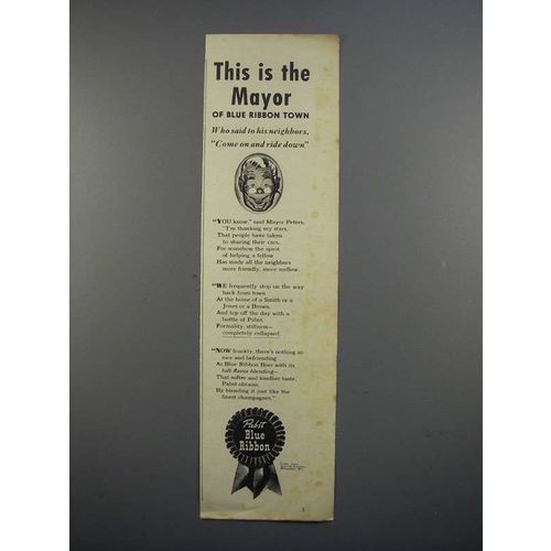 1943 Pabst Blue Ribbon Beer Ad - This is the Mayor