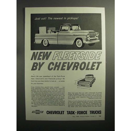 1958 Chevrolet Fleetside Pickup Truck Ad!