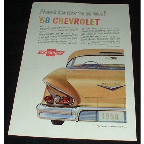 1958 Chevrolet Impala in Anniversary Gold Ad!