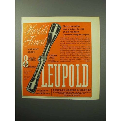 1958 Leupold 8 Power Westerner Scope Ad - Finest