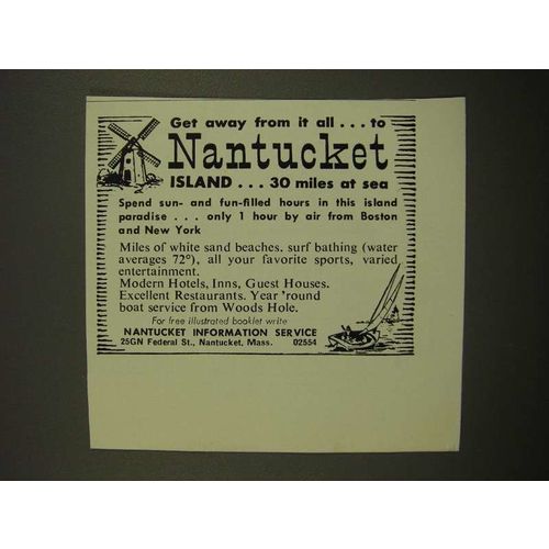 1968 Nantucket Massachusetts Ad - Get Away From It All