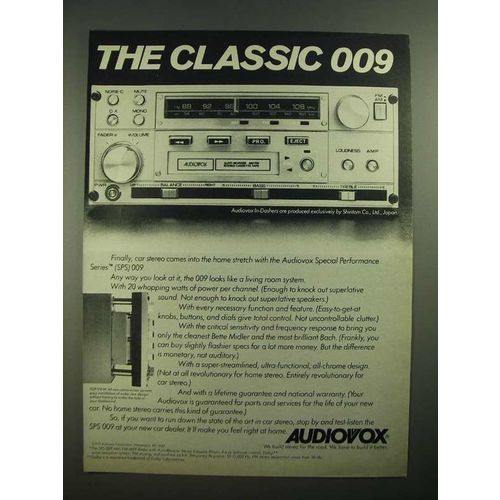 1979 Audiovox SPS 009 Car Stereo Ad - The Classic 009