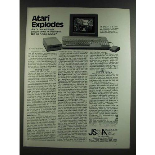 1986 JS&A Atari 520 ST Computer Ad - Atari Explodes