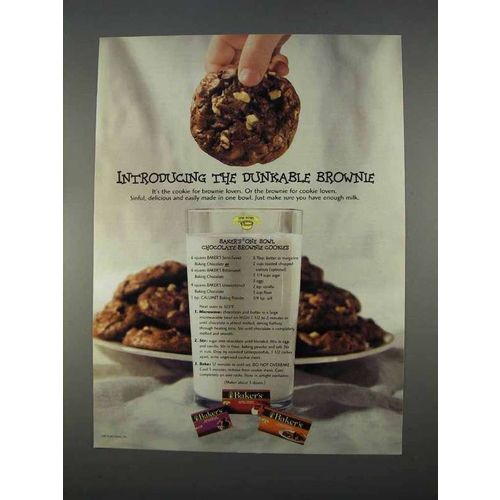 1996 Baker's Chocolate Ad - Chocolate Brownie Cookies