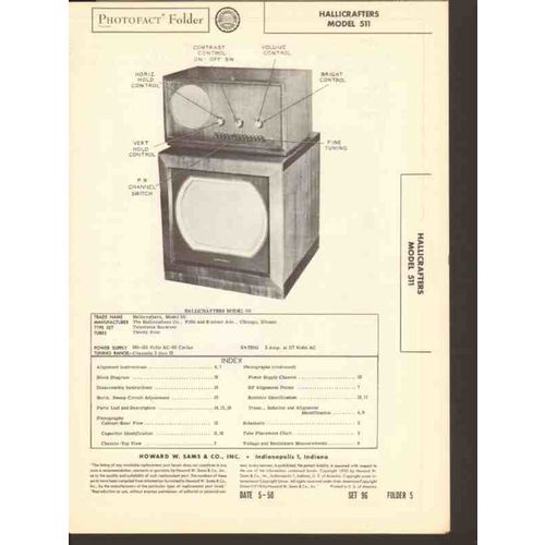 HALLICRAFTERS model 511 TV television receiver Sams Photofact manual