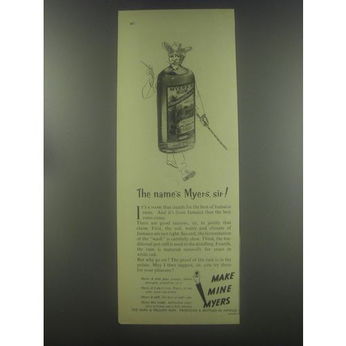 1954 Myers Rum Ad - The name's Myers, sir!