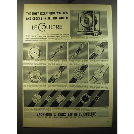 1950 Vacheron & Constantin Advertisement - Le Coultre Atmos Clock and Watches
