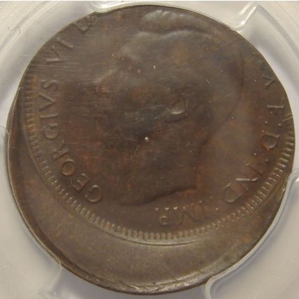 1948 Y Halfpenny Major Misstrike Error.PCGS Certified(LotE6171115)