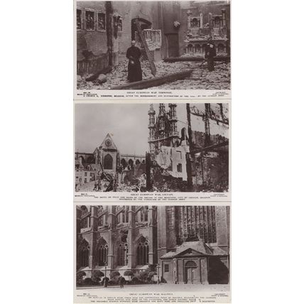 Termonde WW1 Bombardment Malines Louvain 3x RPC Postcard s