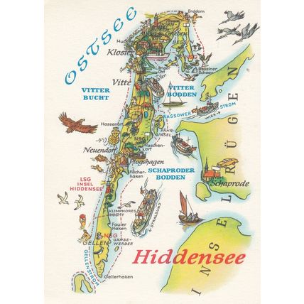 Ostsee Baltic Sea German Germany Ferry Boat Sailing Ship Karte Map Postcard