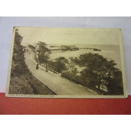 OLD PIER, WESTON-SUPER-MARE, SOMERSET used antique postcard 1921 pm =