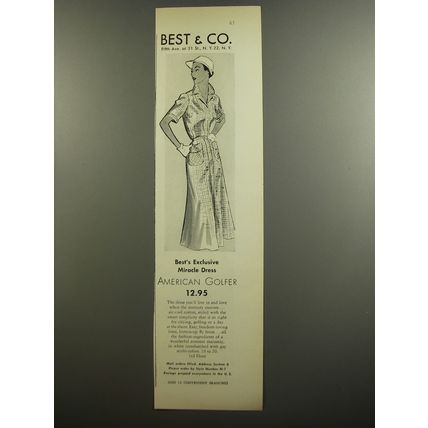 1952 Best & Co. American Golfer Dress Ad - Best's exclusive miracle dress