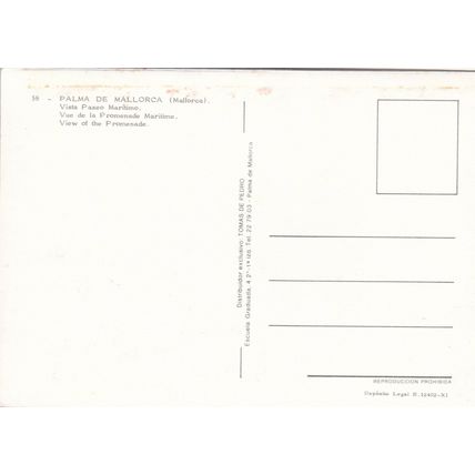 Palma de Mallorca Passeo Maritimo Postcard unused VGC