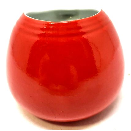 Hall’s Superior Quality Kitchenware Red Sugar Bowl with White Handle (G14)