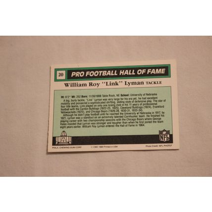 William Roy "Link" Lyman 1990 Swell Pro Football Hall of Fame NO. 120