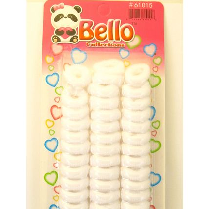BELLO SMALL TERRY PONYTAIL HOLDERS - WHITE - 72 PCS. (61015)