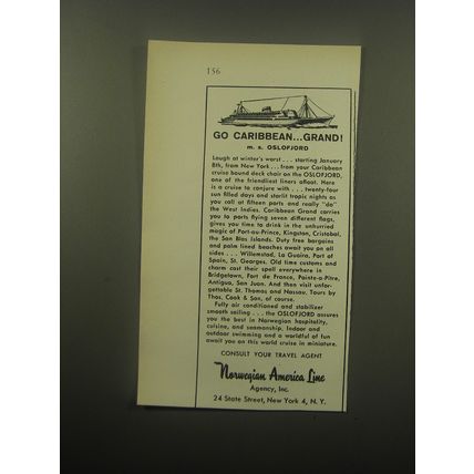 1959 Norwegian America Line Cruise Advertisement - Go CaribbeanÉ Grand!