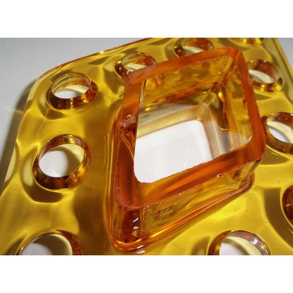 Bagley Art Deco Amber Glass Stem Holder For "Wyndham" Vase.
