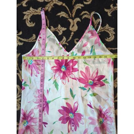 Vintage Pink Floral Satin Dress / Nightgown Estimated Large