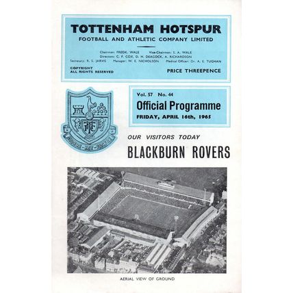 1964/65 Tottenham Hotspur / Spurs vs Blackburn Rovers **FREE P&P**