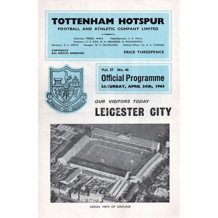 1964/65 Tottenham Hotspur / Spurs vs Leicester City **FREE P&P**