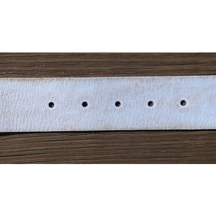 Fossil Women Leather Belt Boho Silver Link Flower Embossed Buckle White Gold NEW