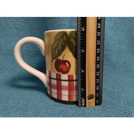 Lillian Vernon Red Cherries & Striped Fence Drinking Coffee Tea Mug Ceramic