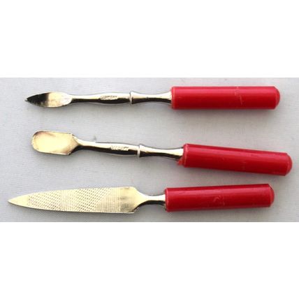 Vintage Nail Manicure Set In Faux Red Leather Container
