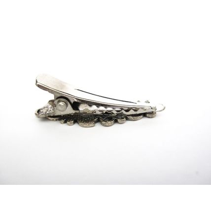 2 extra tiny small silver metal filigree alligator hair clip fine thin hair