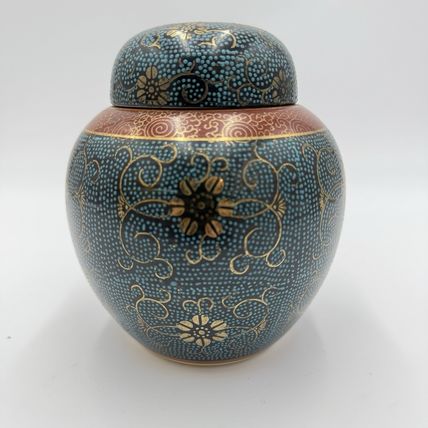Antique (1890-1920) Asian Satsuma Ware Stamped Handmade Japan Pottery Ginger Jar