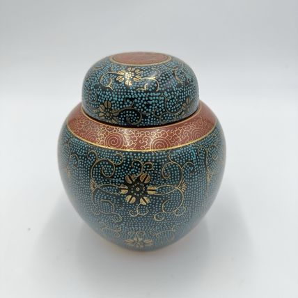 Antique (1890-1920) Asian Satsuma Ware Stamped Handmade Japan Pottery Ginger Jar