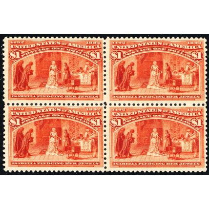 241, Mint FVF NH $1 Block - Columbian With PSE Certificate * Stuart Katz