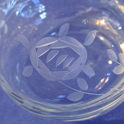 Vintage ETCHED GLASS CREAMER 4" ROSE Flower Floral Crystal