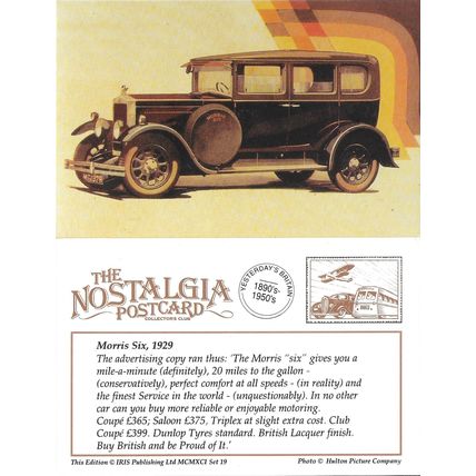 Postcard British Morris Six Motor Car 1929 Advert Nostalgia