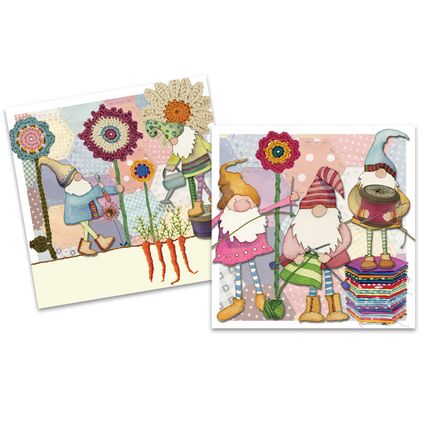 Notelets Pack of 10 Mini Note Cards Crafting Gnomes 10 cm (4") Square