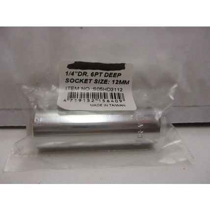 1/4" Drive 6 Point Deep Socket 12mm