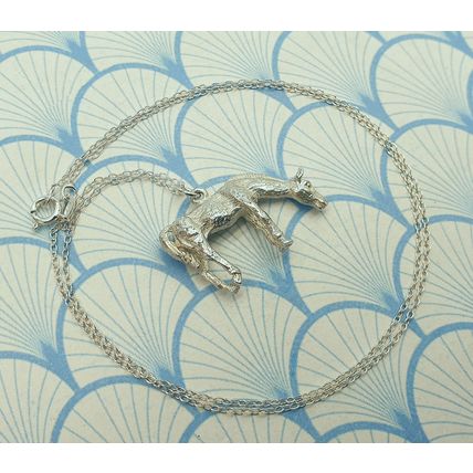 Vintage 925 Sterling Silver Large Horse Charm Pendant Necklace
