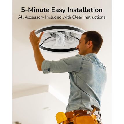 ULG Low Profile Ceiling Fans with Lights and Remote, 19.7 Inch Flush Mount Morde