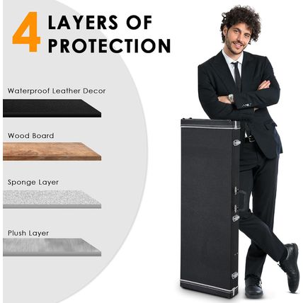 Ktaxon Electric Guitar Hard Case, Rectangle Wooden Standard 39-Inch Electric Gui