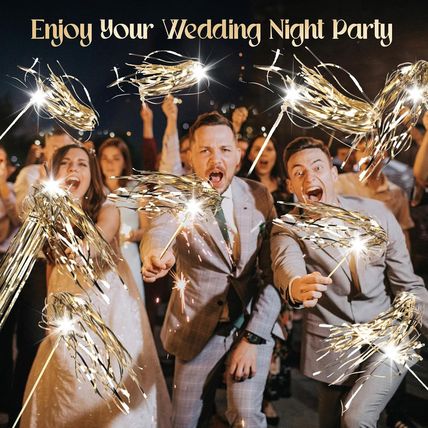 100 Pcs Wedding Wands Light up with LED Tinsel Wedding Streamers for Wedding Sen