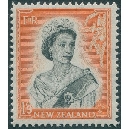 New Zealand 1957 1s.9d. black & red-orange SG733b unused