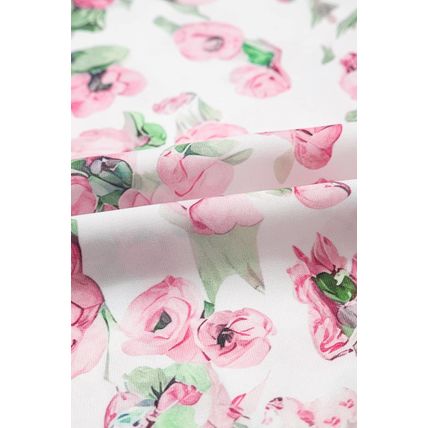 Pink Floral Split Neck Short Sleeve Loose Plus Size Mini Dress
