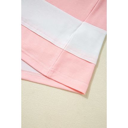 Pink Stars and Stripes Printed Crewneck Independence Day T Shirt