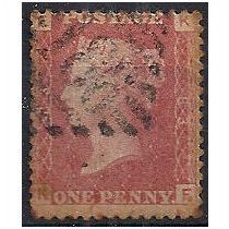 1858 SG43 1d Red Plate 83 Good/Fine Used Check Letters "KF".