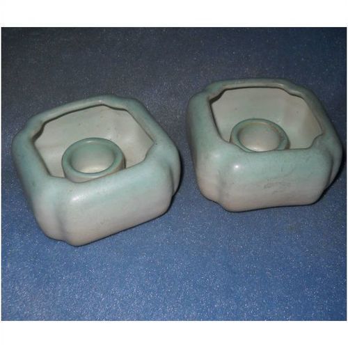 Pair Rosemeade Pottery Candle Holders North Dakota