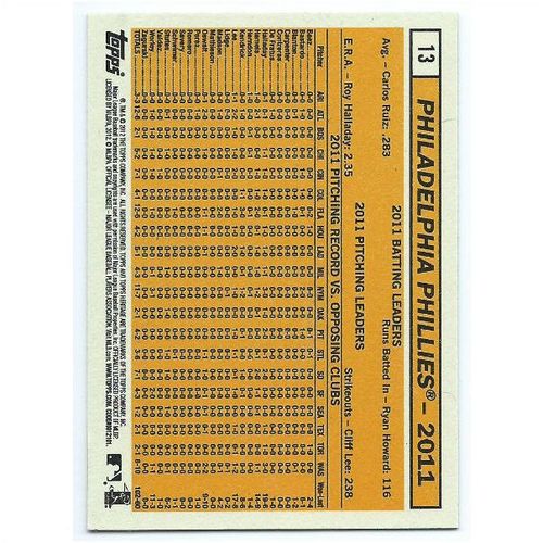 2012 Topps Heritage - #13 - Philadelphia Phillies