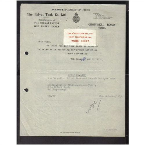 THE ROLYAT TANK CO LTD, CROMWELL RD, YORK, 10OCT1953